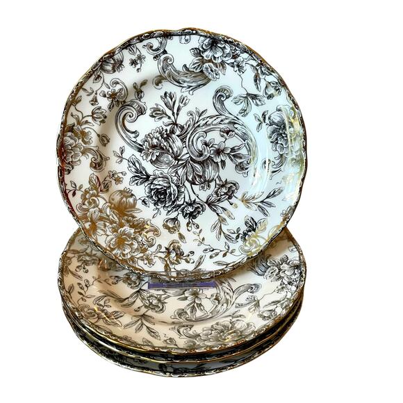222 Fifth Hawthorne Gold 8.5” Salad Plates Set of 4 NEW - Picture 1 of 15